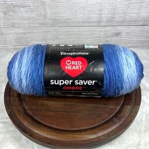 Red Heart Super Saver Ombre Medium Acrylic True Blue Yarn, 482 yd NEW